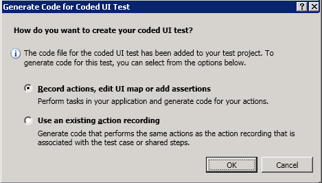select Coded UI type