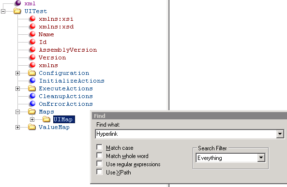 Find Hyperlink in UIMap node