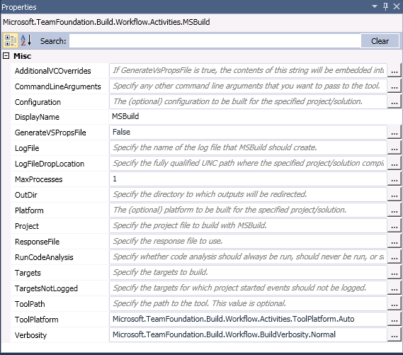 Properties for MSBuild